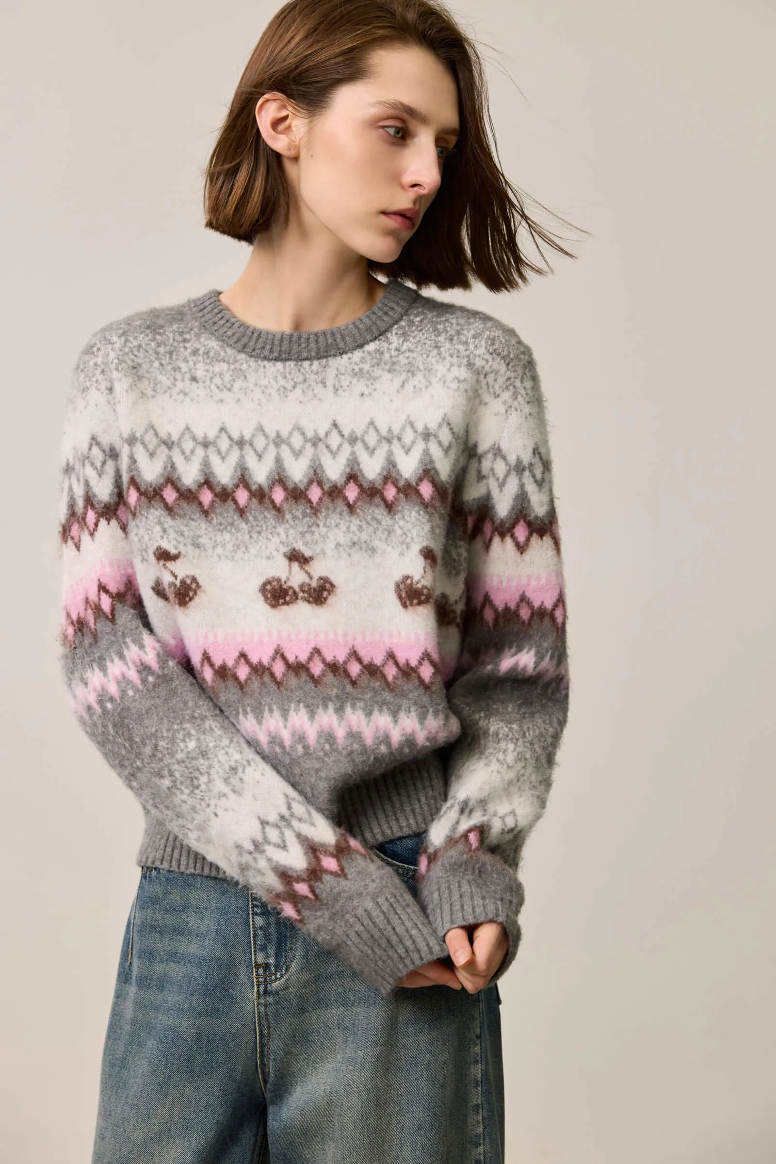 LILY Vintage Fair Isle Knit Sweater