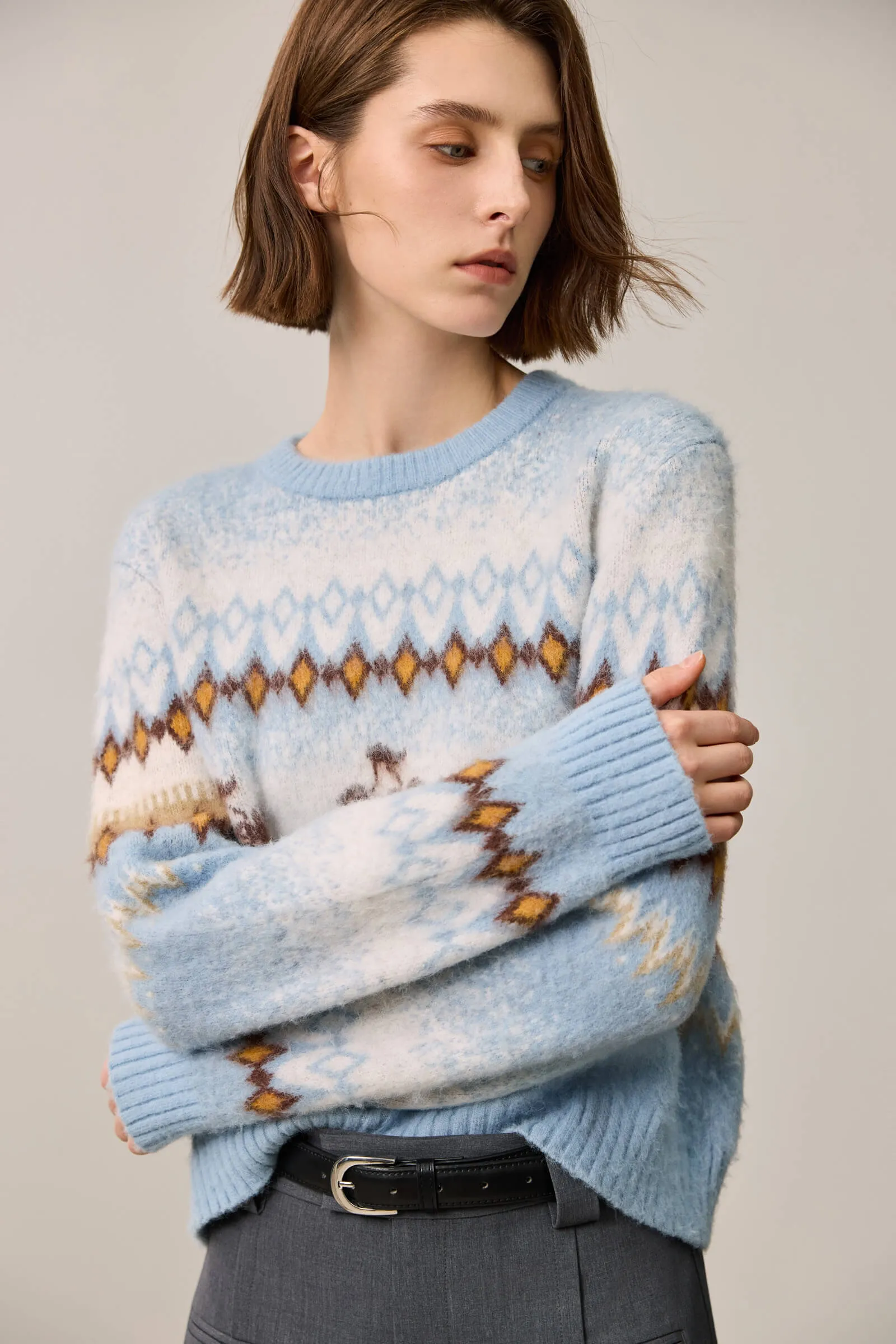 LILY Vintage Fair Isle Knit Sweater