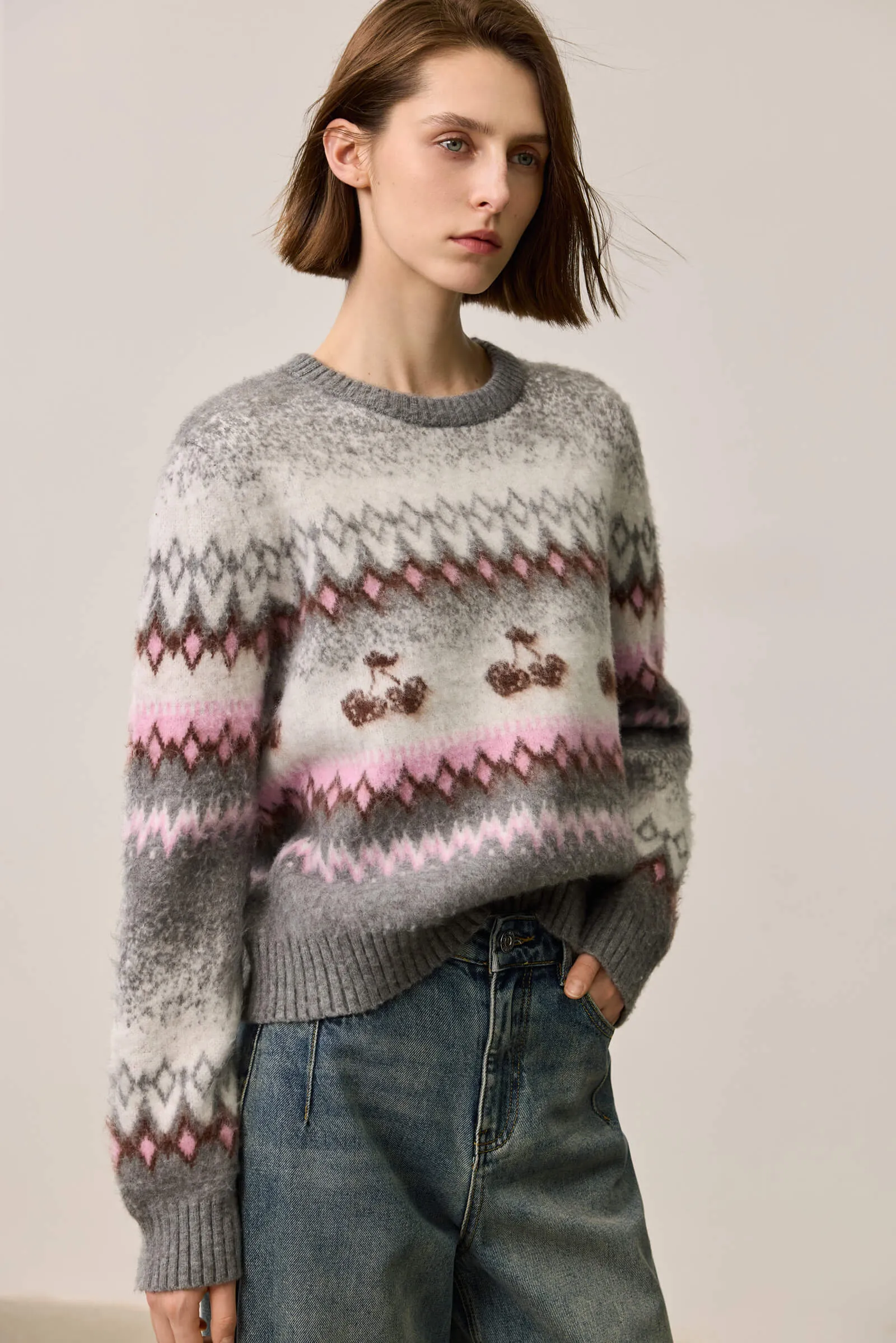 LILY Vintage Fair Isle Knit Sweater