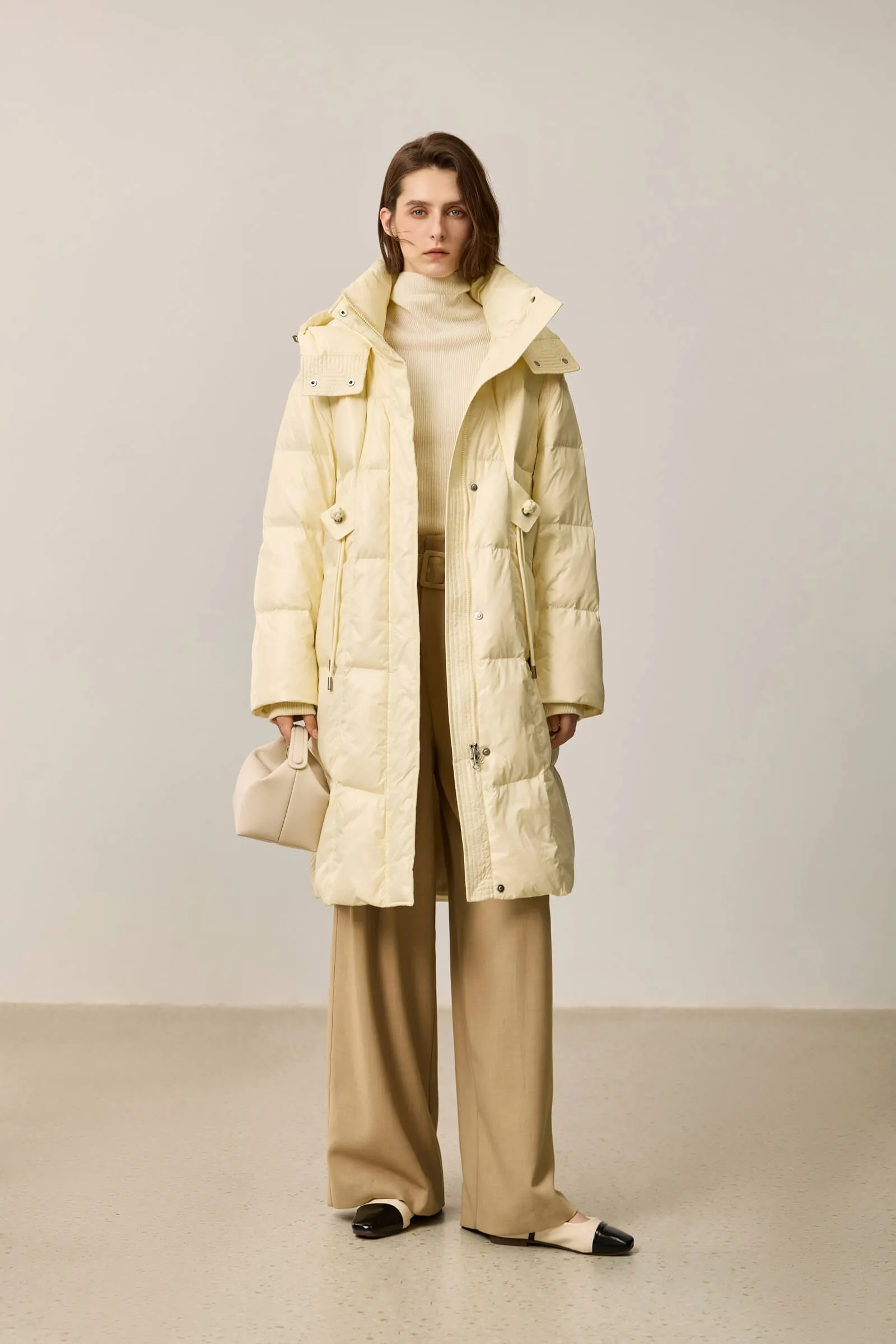 LILY Volcanic Rock 90% White Long Duck Down Coat