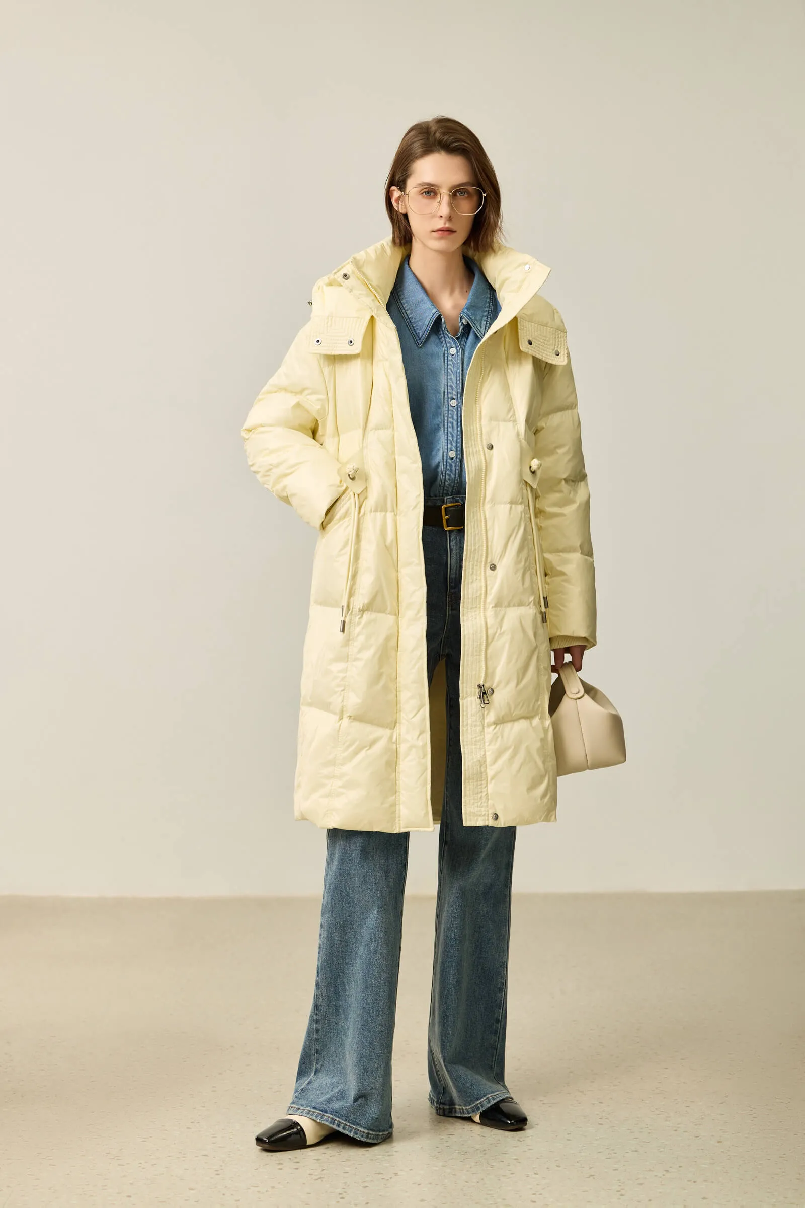 LILY Volcanic Rock 90% White Long Duck Down Coat