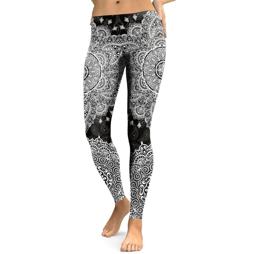 Mandala Print Mid-Waist Leggings