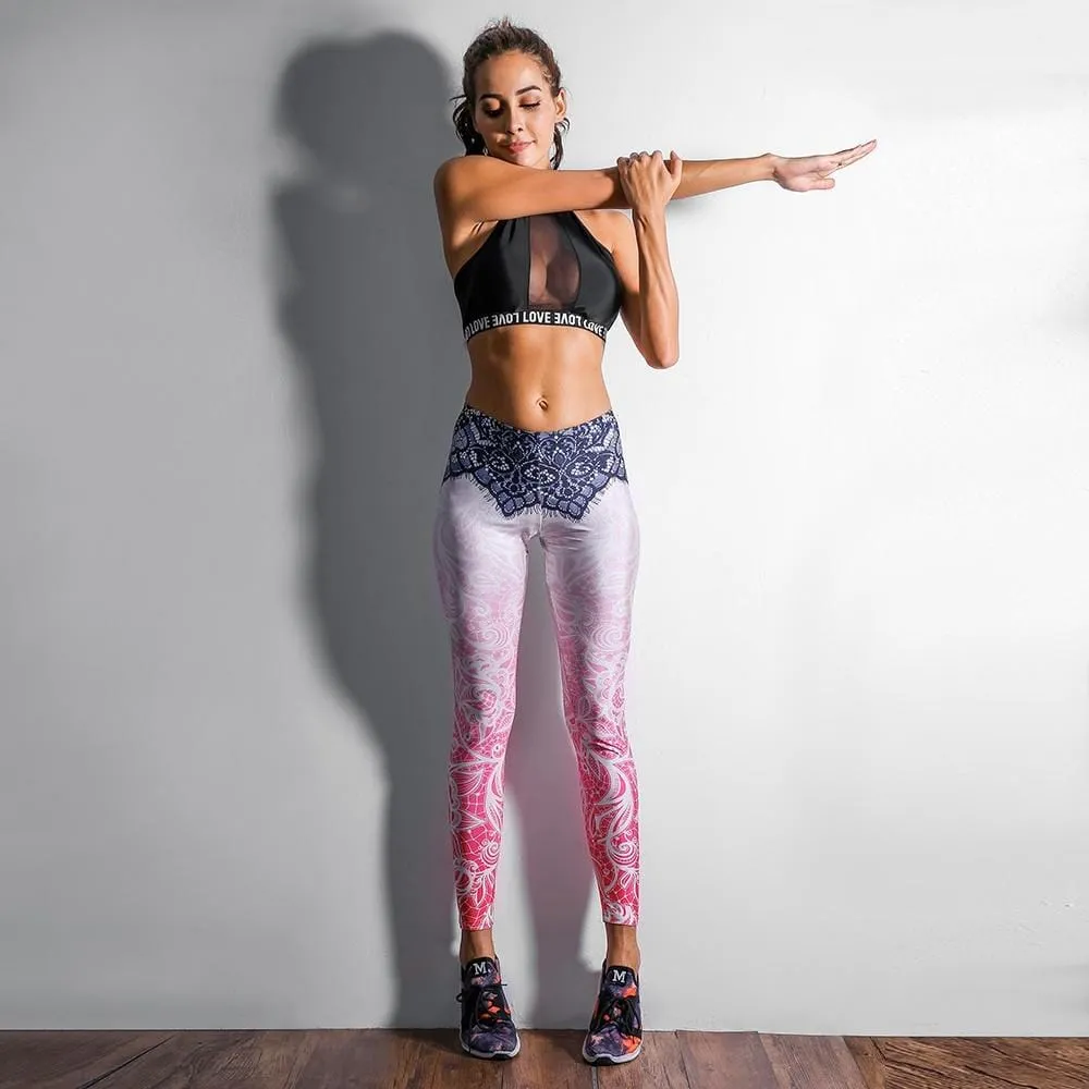 Mandala Print Mid-Waist Leggings