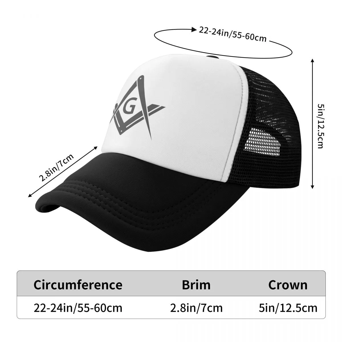 Master Mason Blue Lodge Baseball Cap - Square and Compass with G Adjustable (Various Colors)