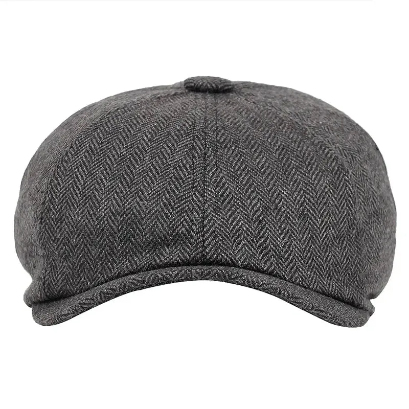 Men Beret Vintage Herringbone Gatsby Tweed Hat Newsboy Beret Hat Spring Flat Peaked Beret Hats