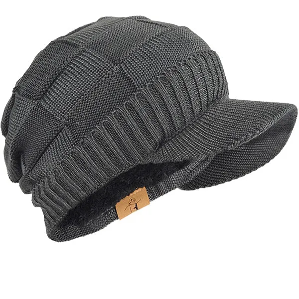 Men Knit Beanie Visor Hats for Winter B322