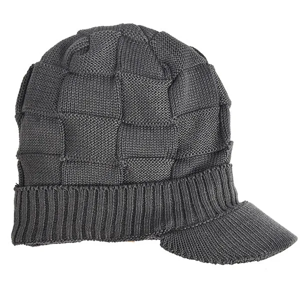 Men Knit Beanie Visor Hats for Winter B322