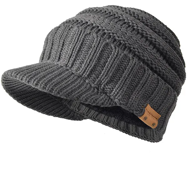 Men Knit Visor Beanie Caps for Winter B320