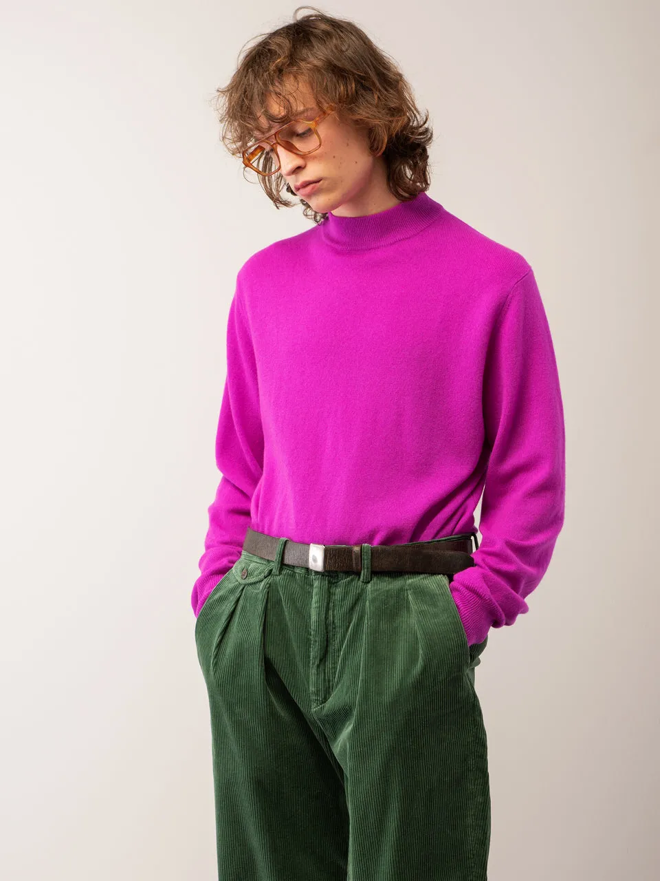 Men Mockneck Sweater_Purple