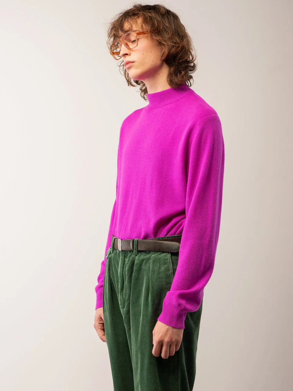 Men Mockneck Sweater_Purple