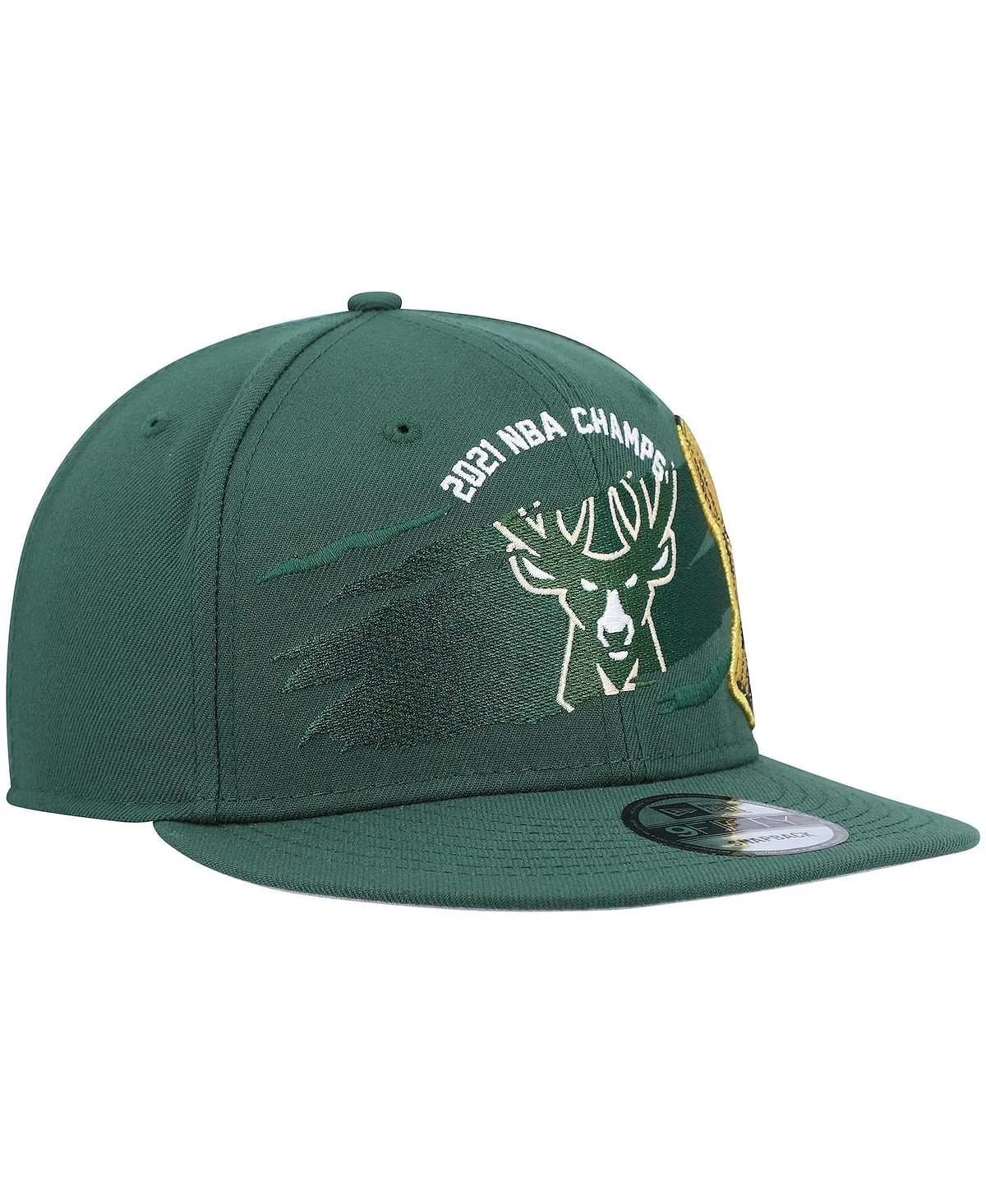 Men's Hunter Green Milwaukee Bucks 2021 NBA Finals Champions Tear On The Court 9Fifty Snapback Hat New Era