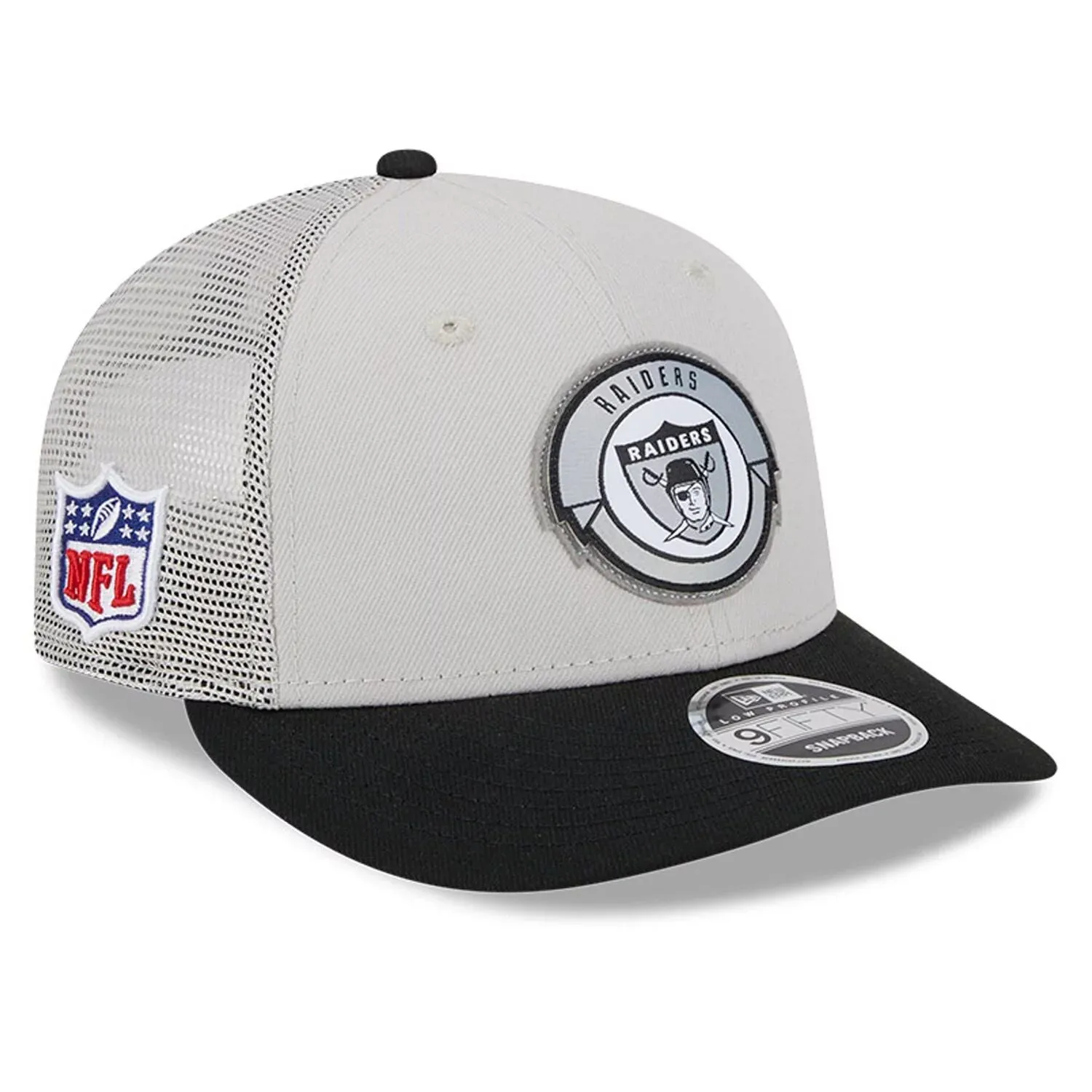 Men's New Era Cream/Black Las Vegas Raiders 2023 Sideline Historic Low Profile 9FIFTY Snapback Hat