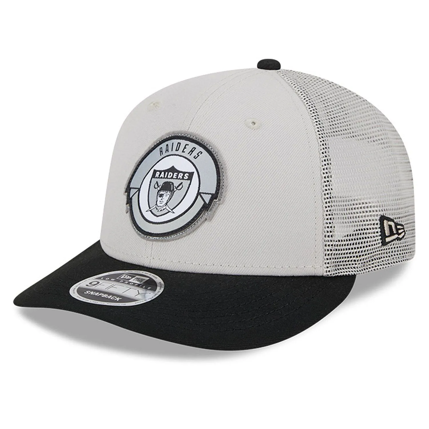 Men's New Era Cream/Black Las Vegas Raiders 2023 Sideline Historic Low Profile 9FIFTY Snapback Hat