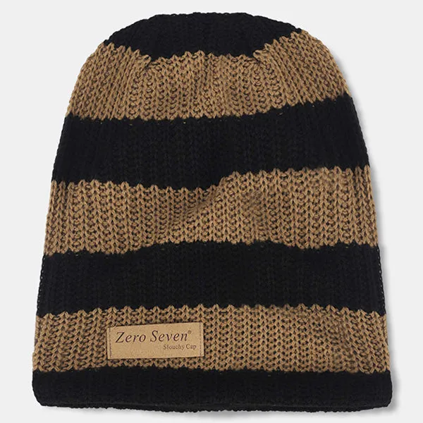 Mens Stripe Oversized Beanie for Summer Winter B09