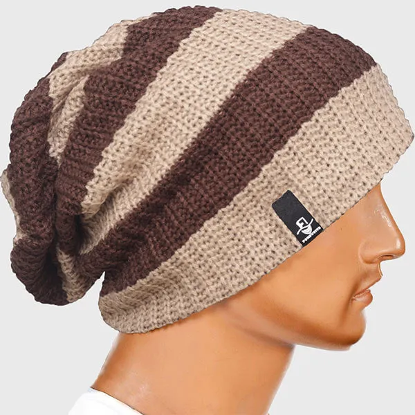 Mens Stripe Oversized Beanie for Summer Winter B09