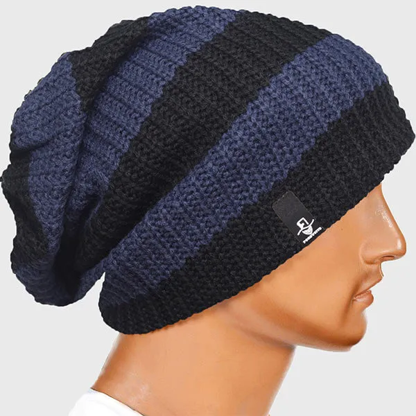 Mens Stripe Oversized Beanie for Summer Winter B09