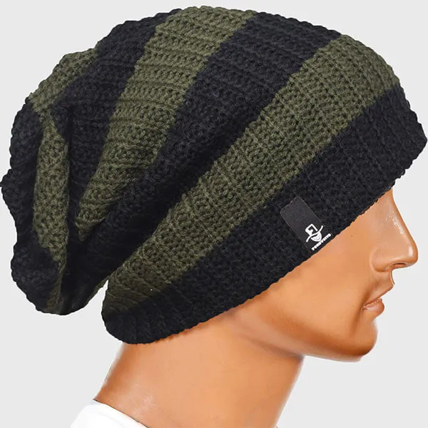 Mens Stripe Oversized Beanie for Summer Winter B09