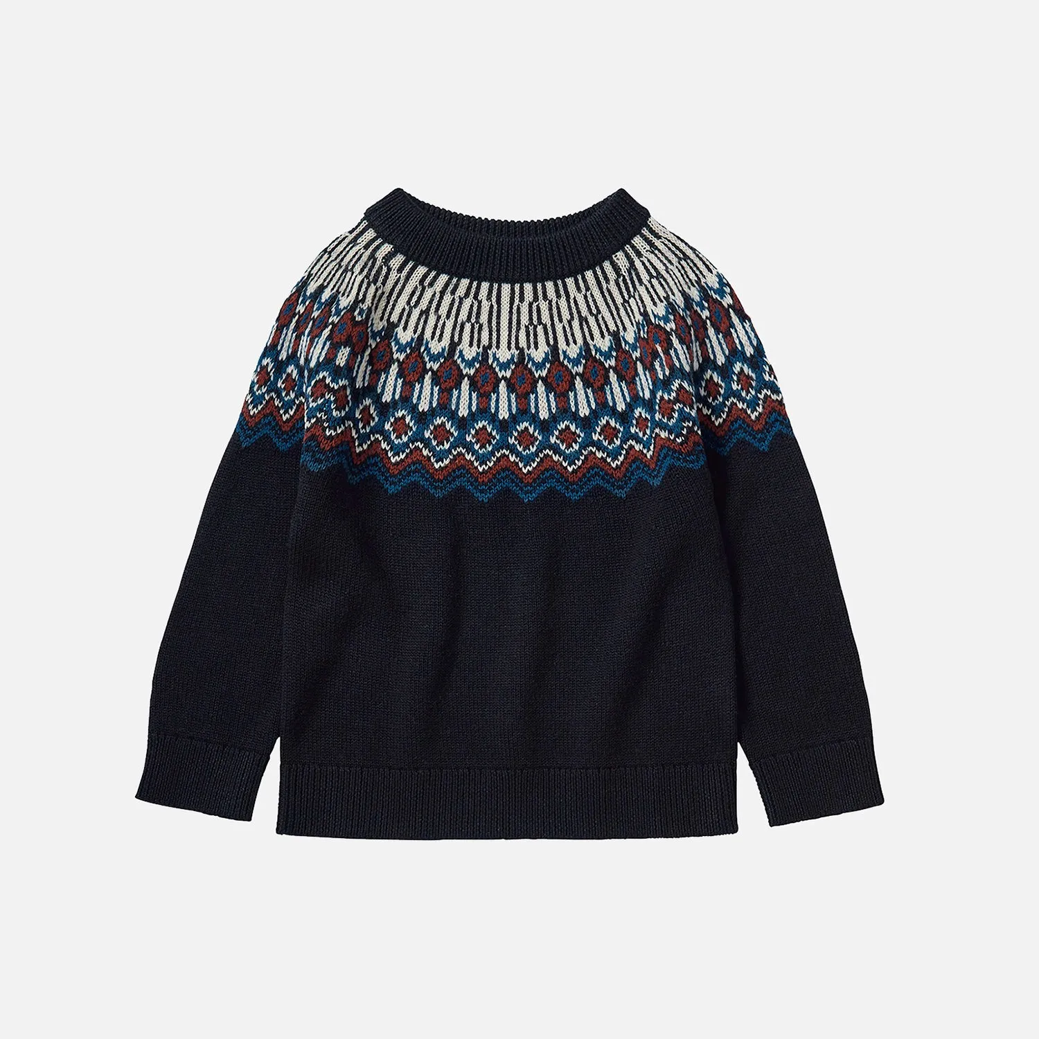 Merino Wool Fair Isle Sweater - Dark Navy