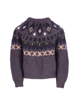 metallic fair-isle knitted jumper