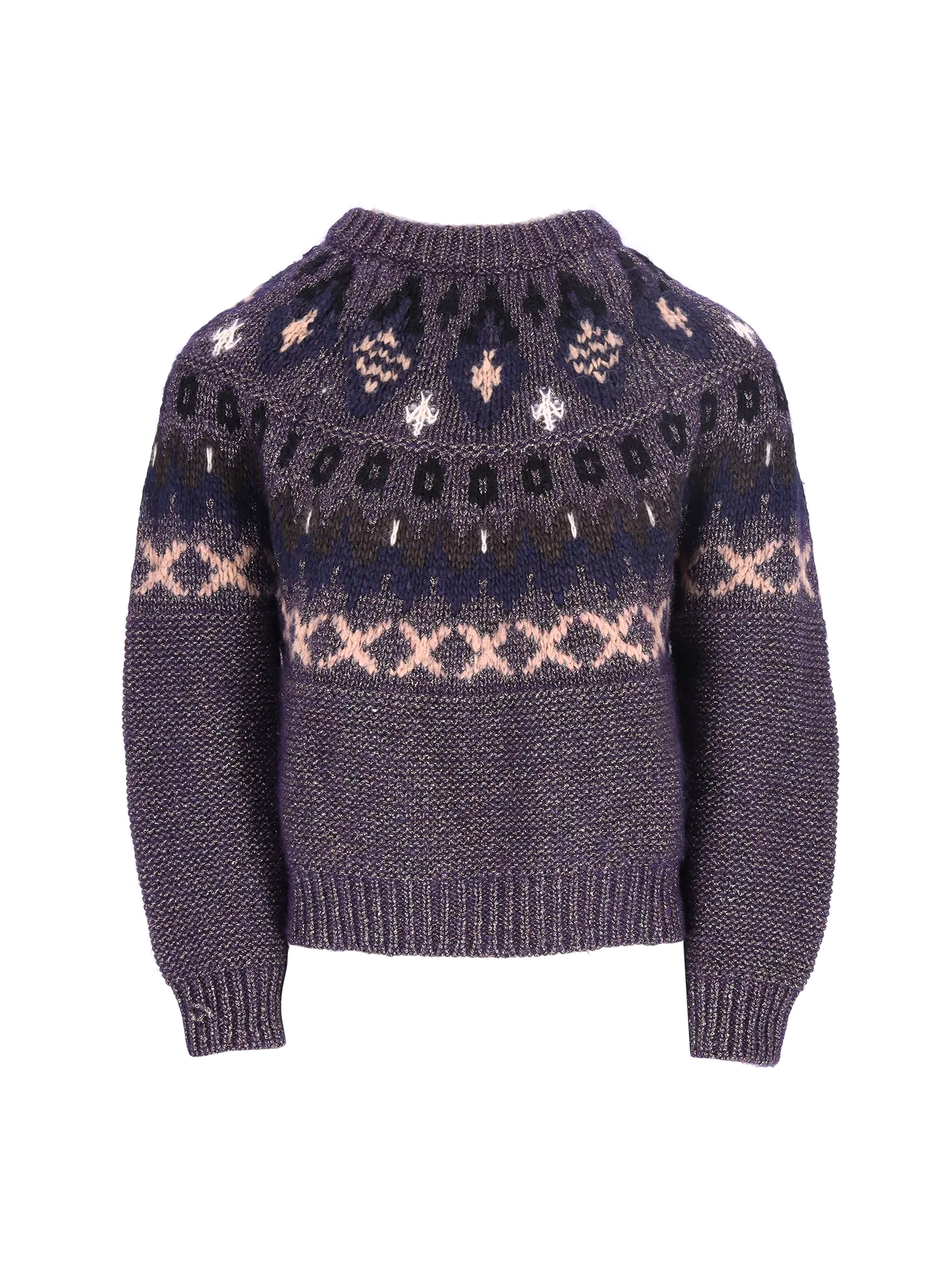 metallic fair-isle knitted jumper