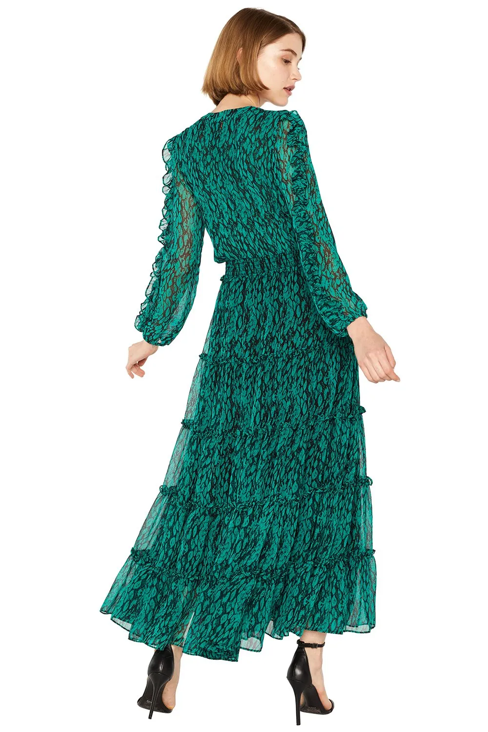 MISA - Hadeya Dress in Emerald/Black