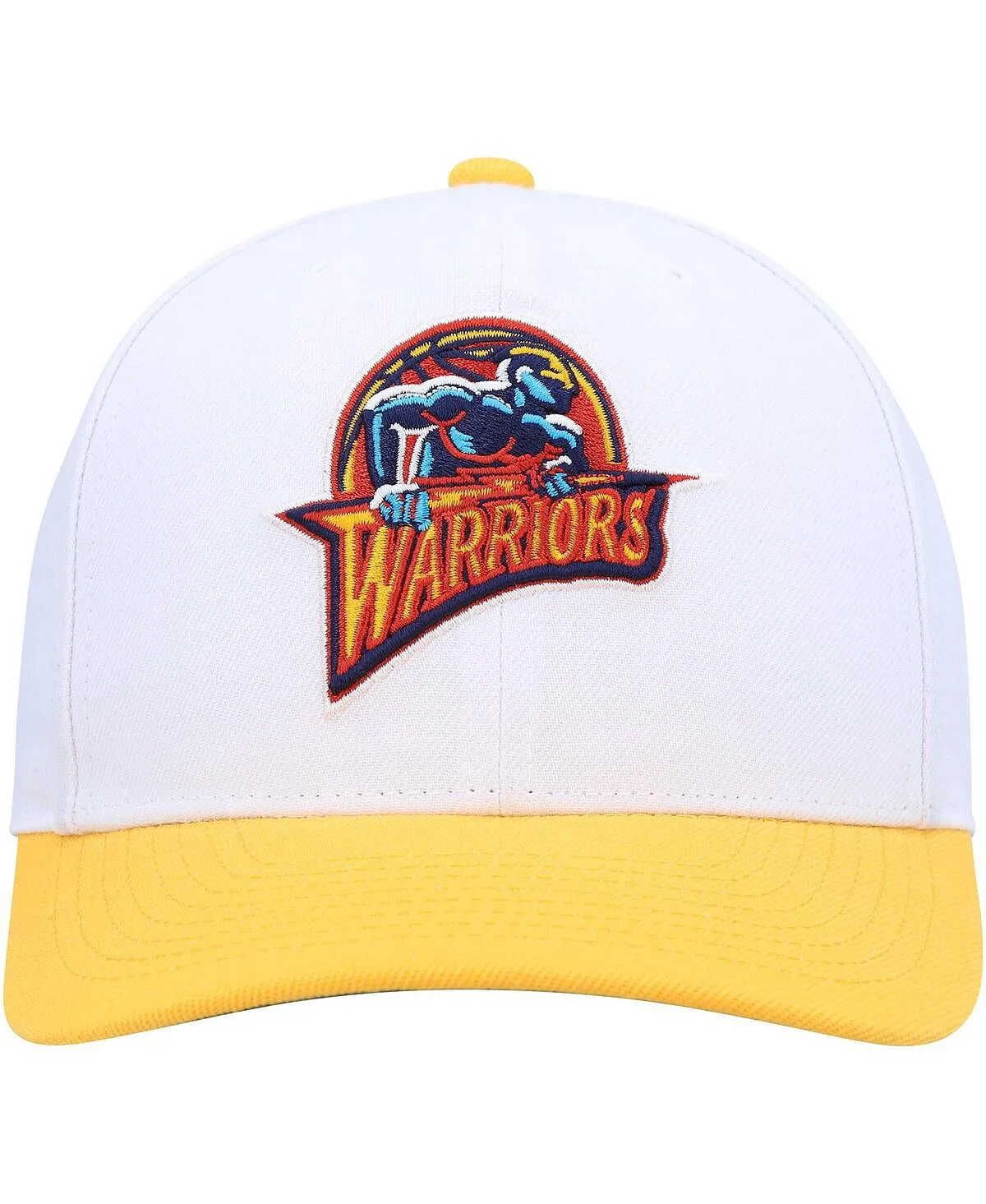 Mitchell & Ness Men's White and Gold Golden State Warriors Hardwood Classics Core 2-Tone 2.0 Pro Snapback Cap