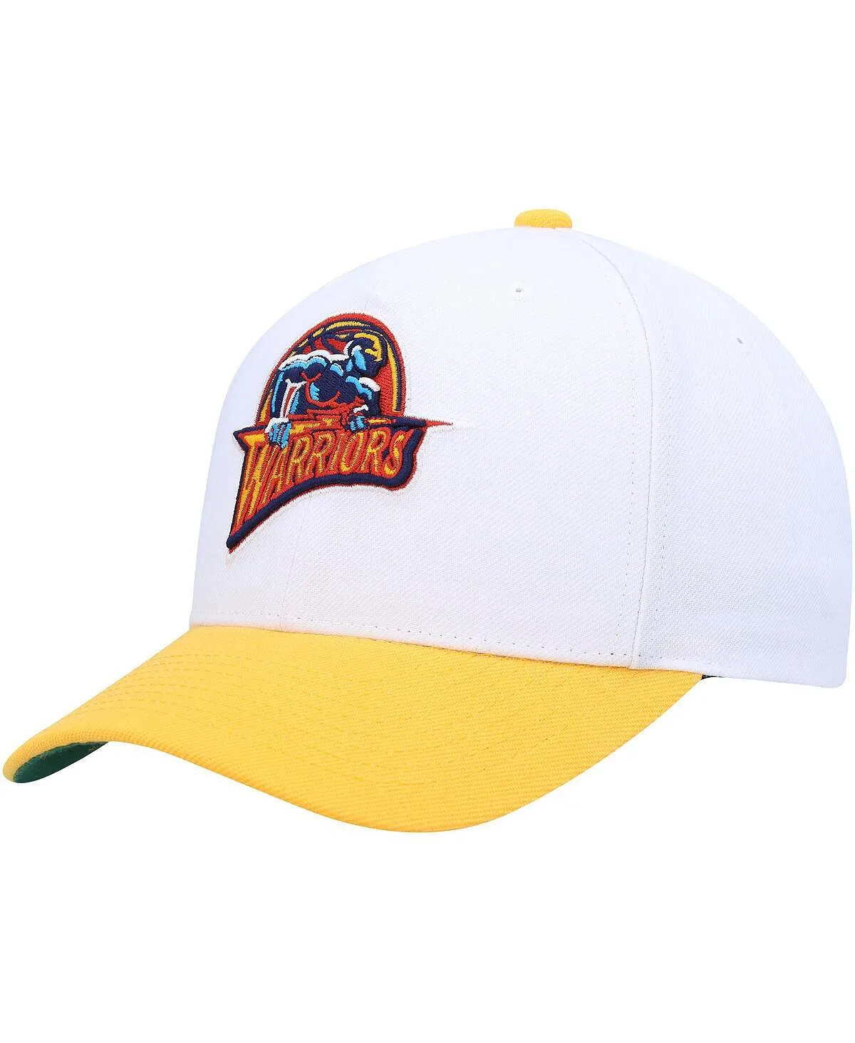 Mitchell & Ness Men's White and Gold Golden State Warriors Hardwood Classics Core 2-Tone 2.0 Pro Snapback Cap