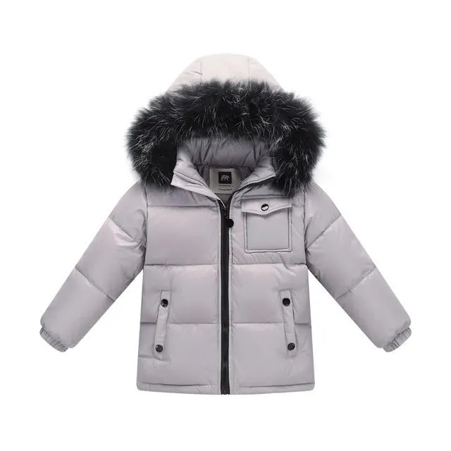 MOF Kids winter down jacket parka white duck down fill