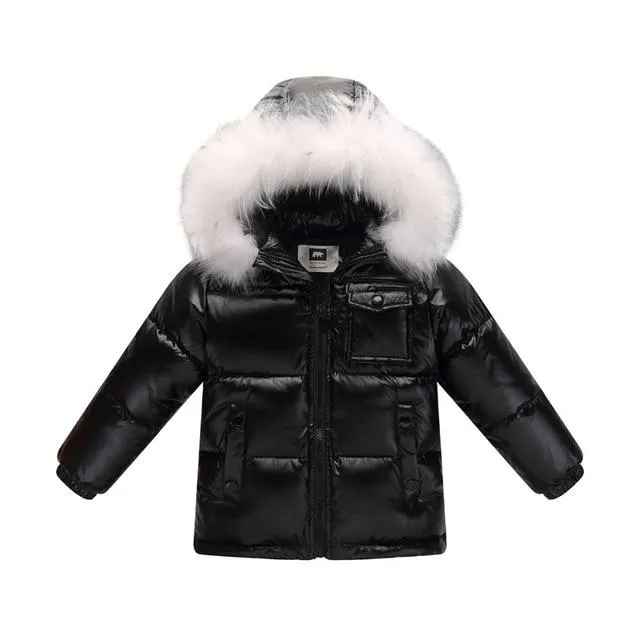 MOF Kids winter down jacket parka white duck down fill