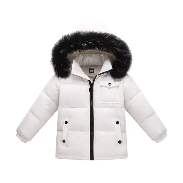 MOF Kids winter down jacket parka white duck down fill