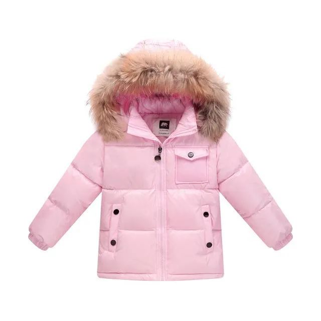 MOF Kids winter down jacket parka white duck down fill