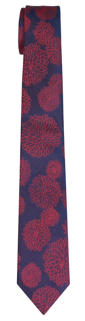 Mums Tie in Navy