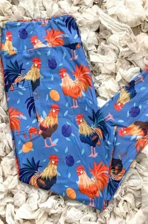 Naughty print: roosters capris with pockets