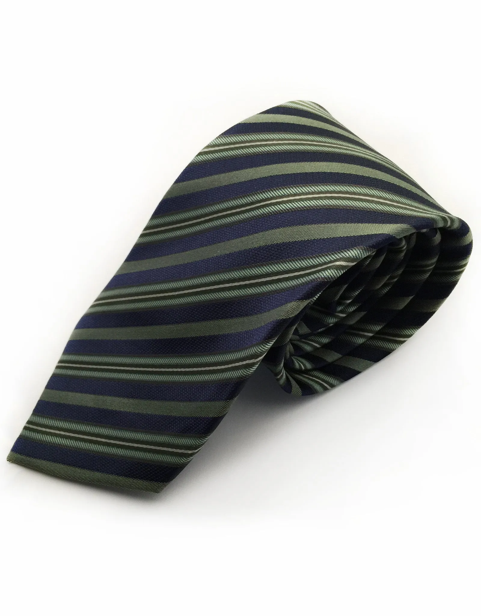 Navy Blue & Green Striped Tie