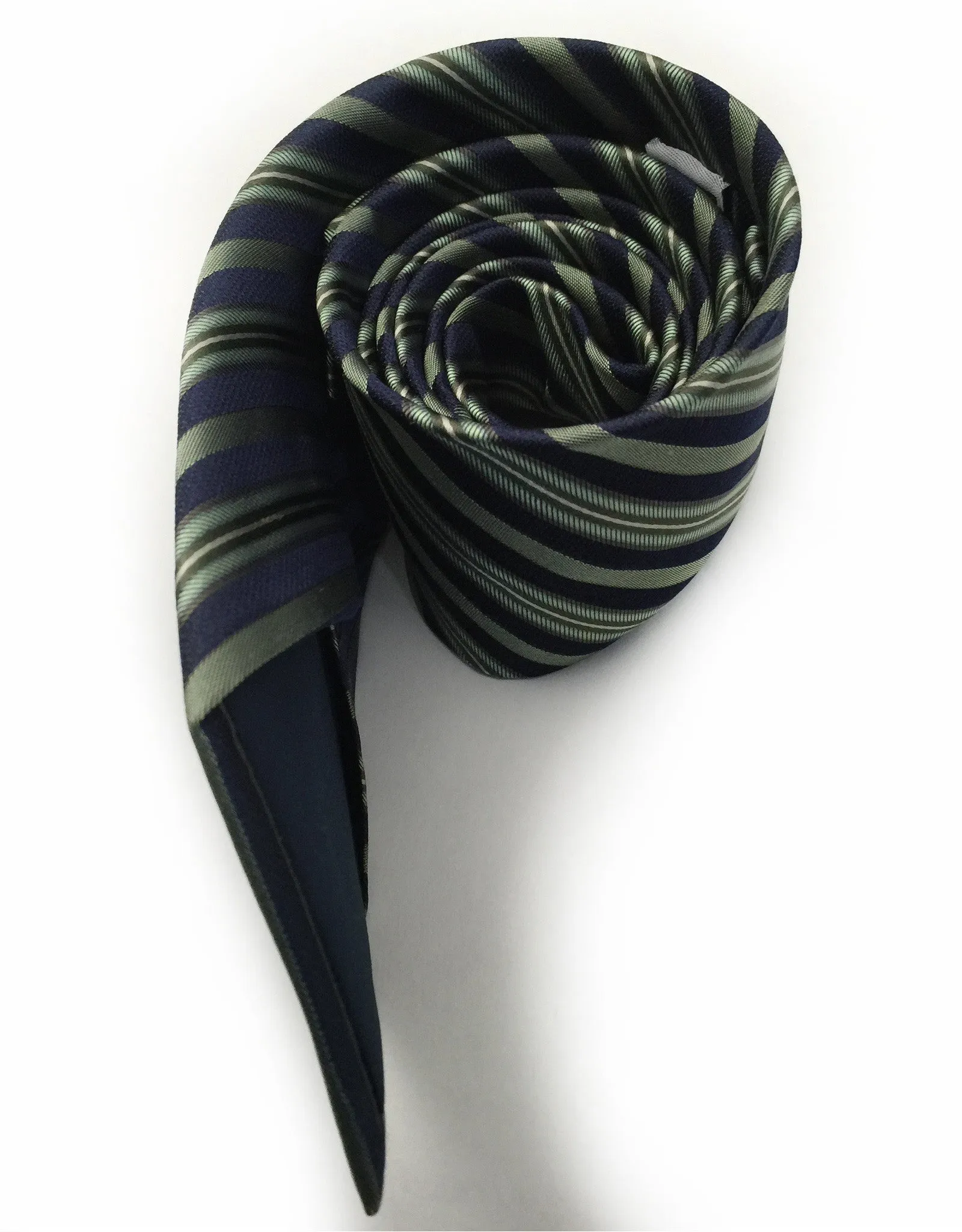 Navy Blue & Green Striped Tie