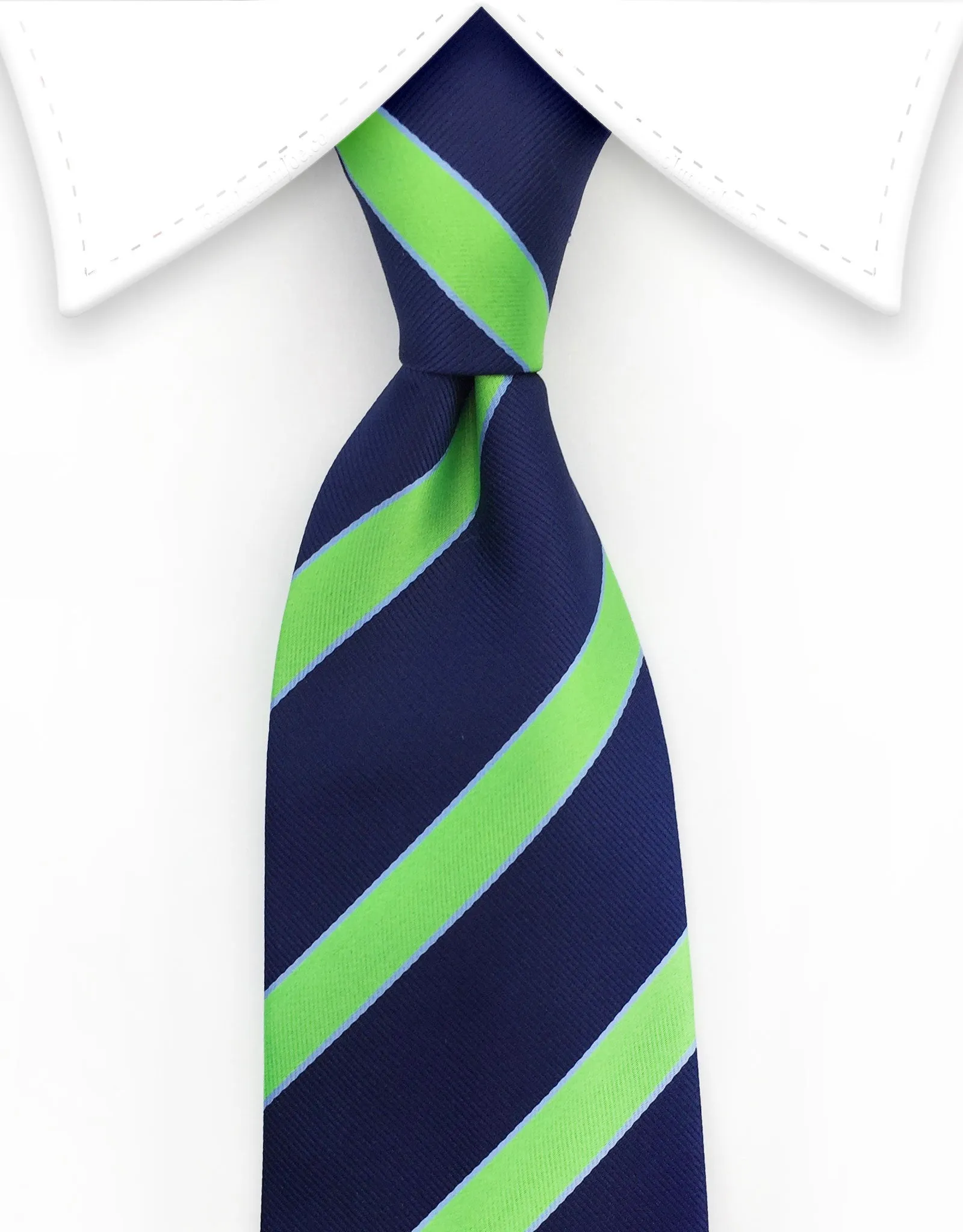 Navy Blue & Lime Green Striped Tie