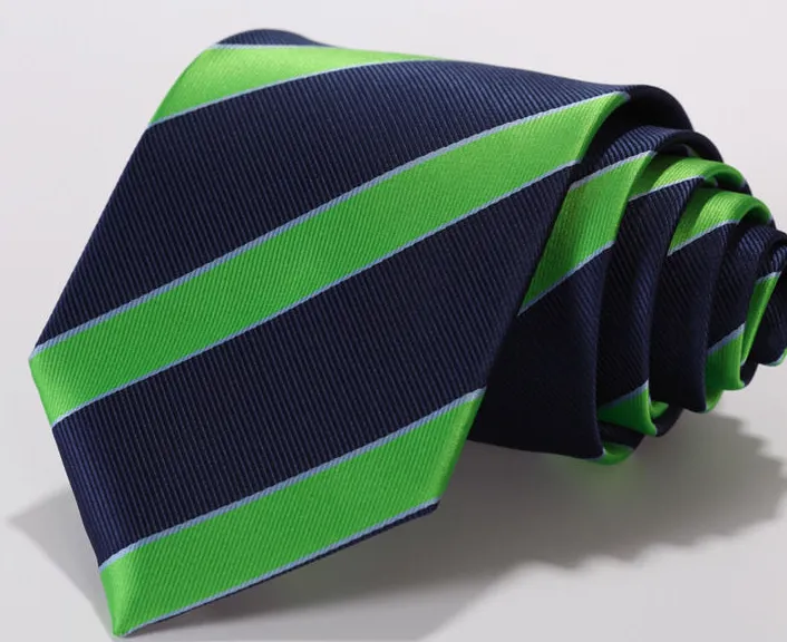 Navy Blue & Lime Green Striped Tie