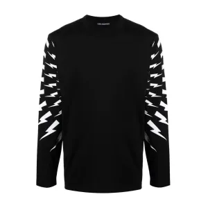 Neil Barrett Black Fair Isle Thunderbolt Long Sleeve T-Shirt