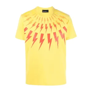 Neil Barrett Fair-Isle Thunderbolt Degrade Yellow T-Shirt