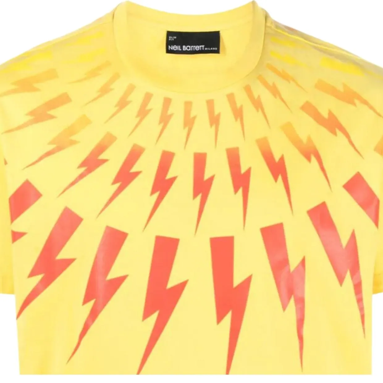 Neil Barrett Fair-Isle Thunderbolt Degrade Yellow T-Shirt