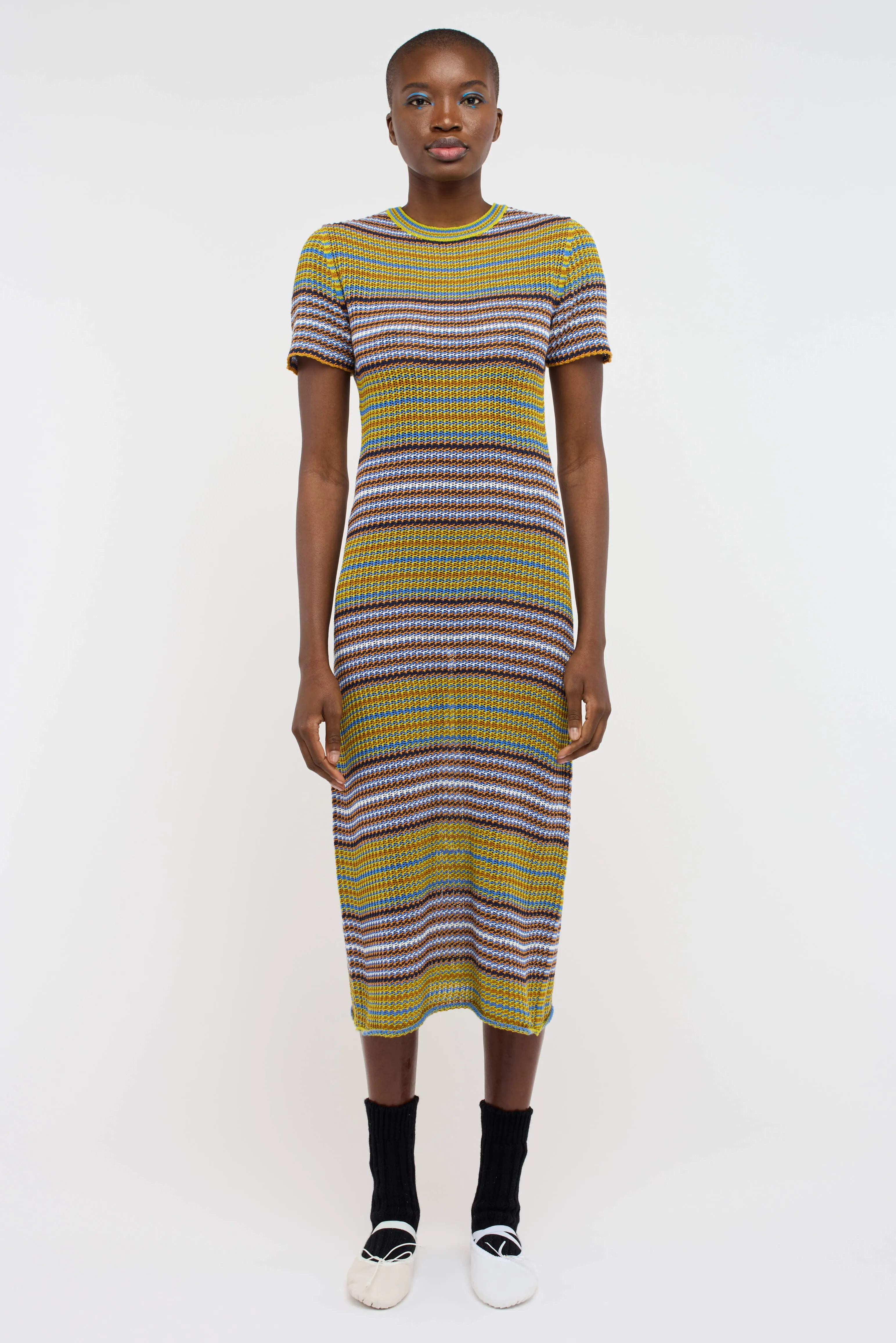 Nova Net Stripe Midi Dress