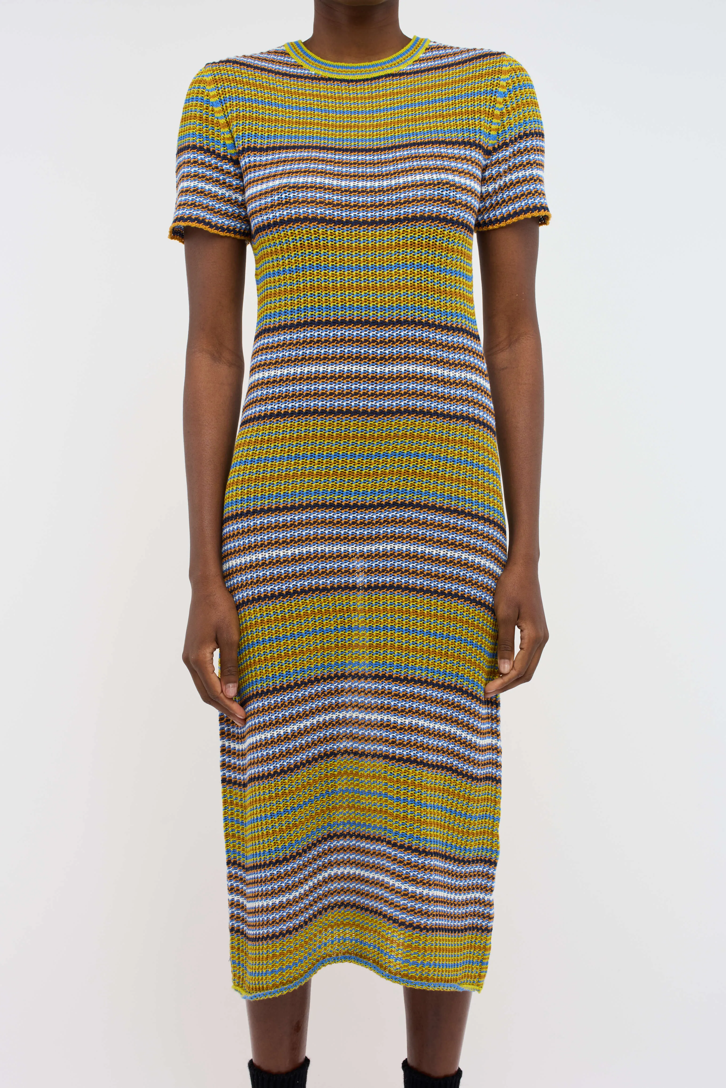 Nova Net Stripe Midi Dress