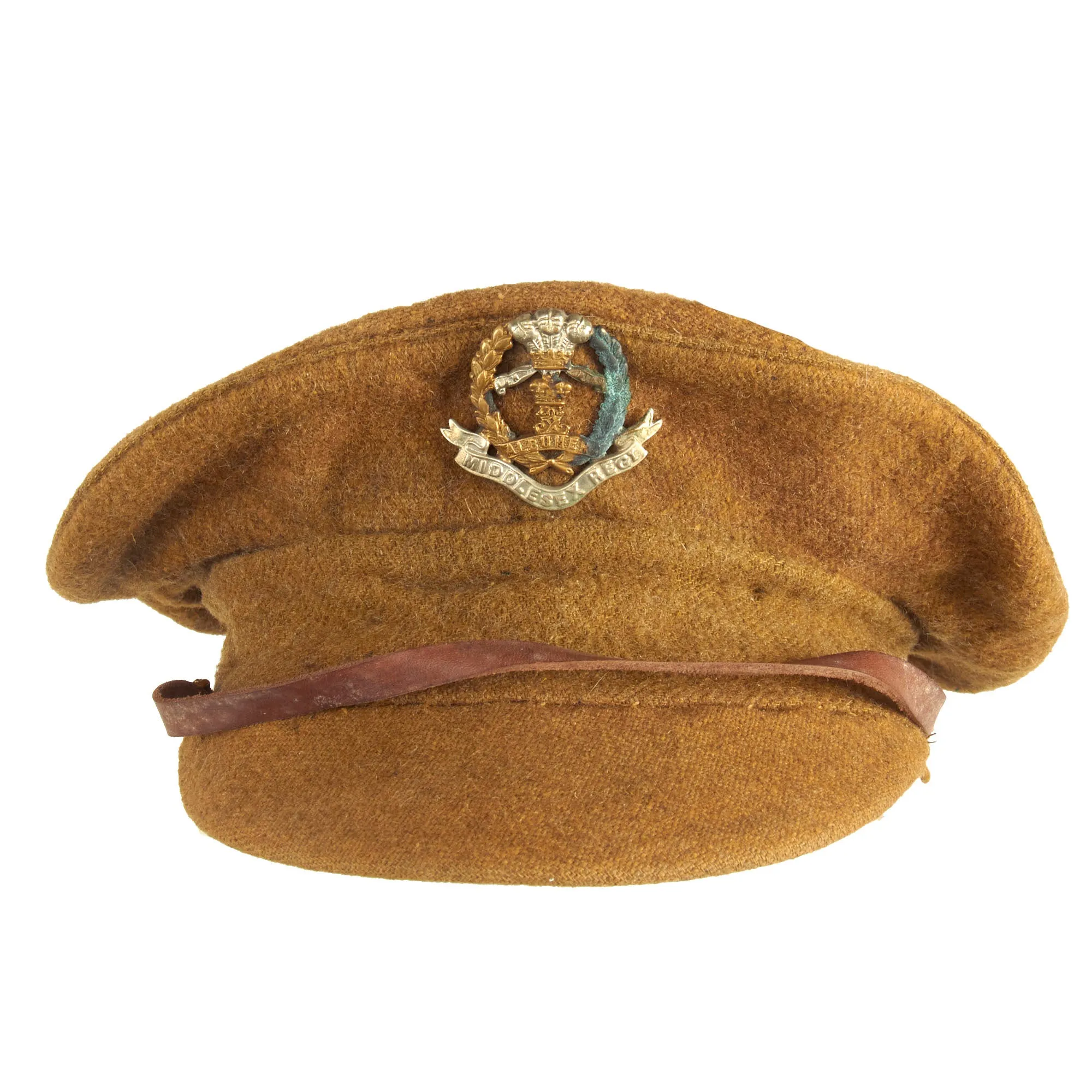 Original British WWI Modified Gor Blimey 1915 Winter Forage Trench Cap - Middlesex Regiment