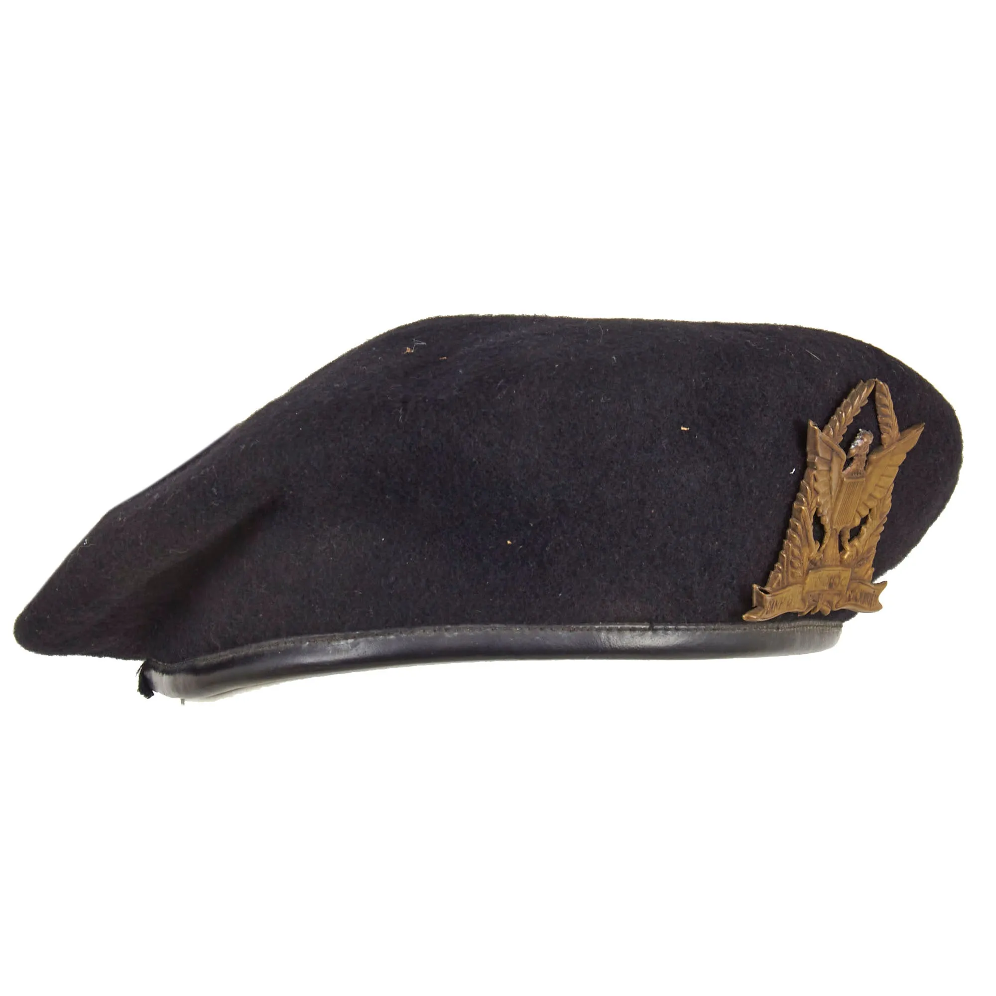 Original Vietnam War Era South Vietnamese ARVN Officer’s Black Beret With Stamped Brass Badge - Size 55