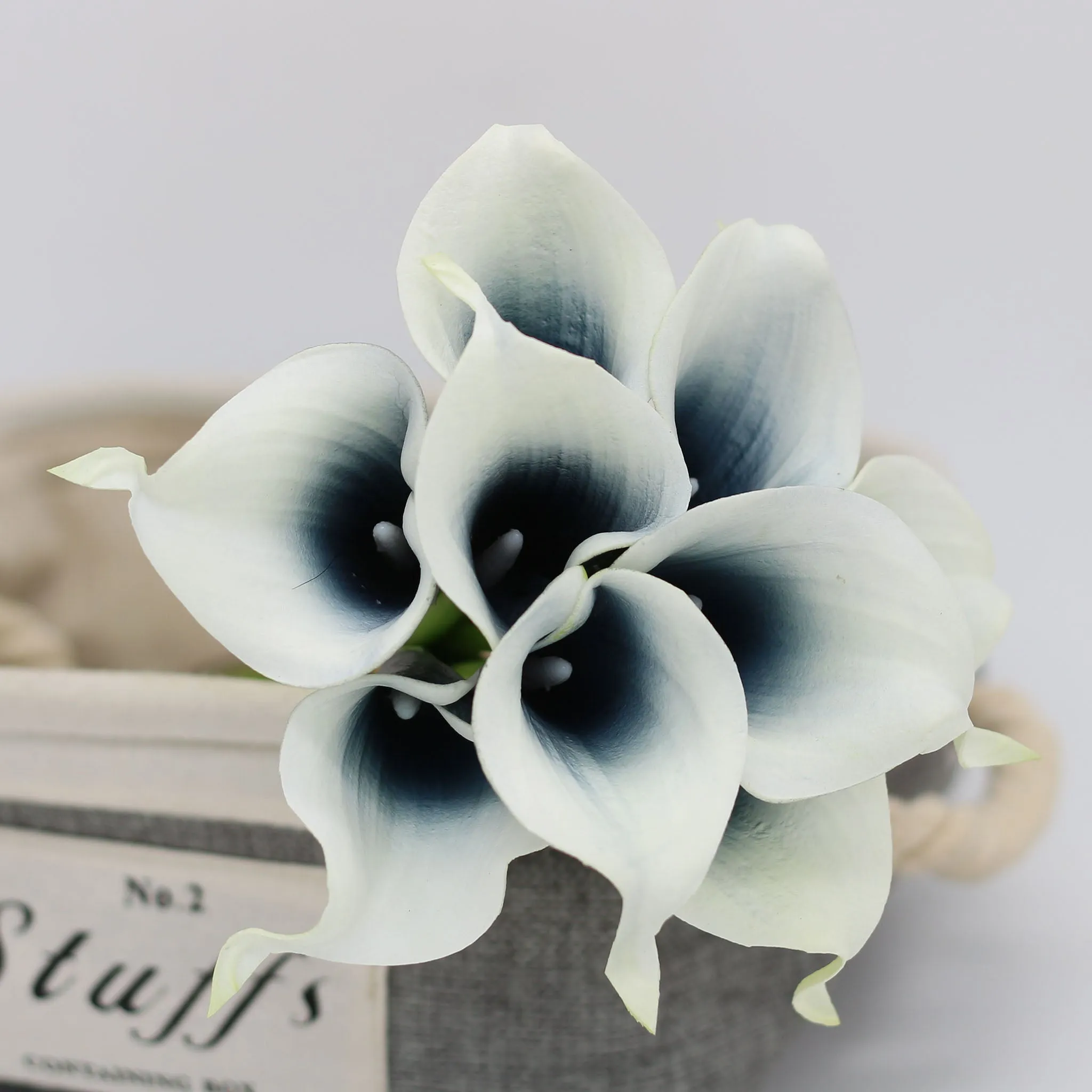 Picasso Navy Blue Calla Lily Bouquet Faux Calla Lilies