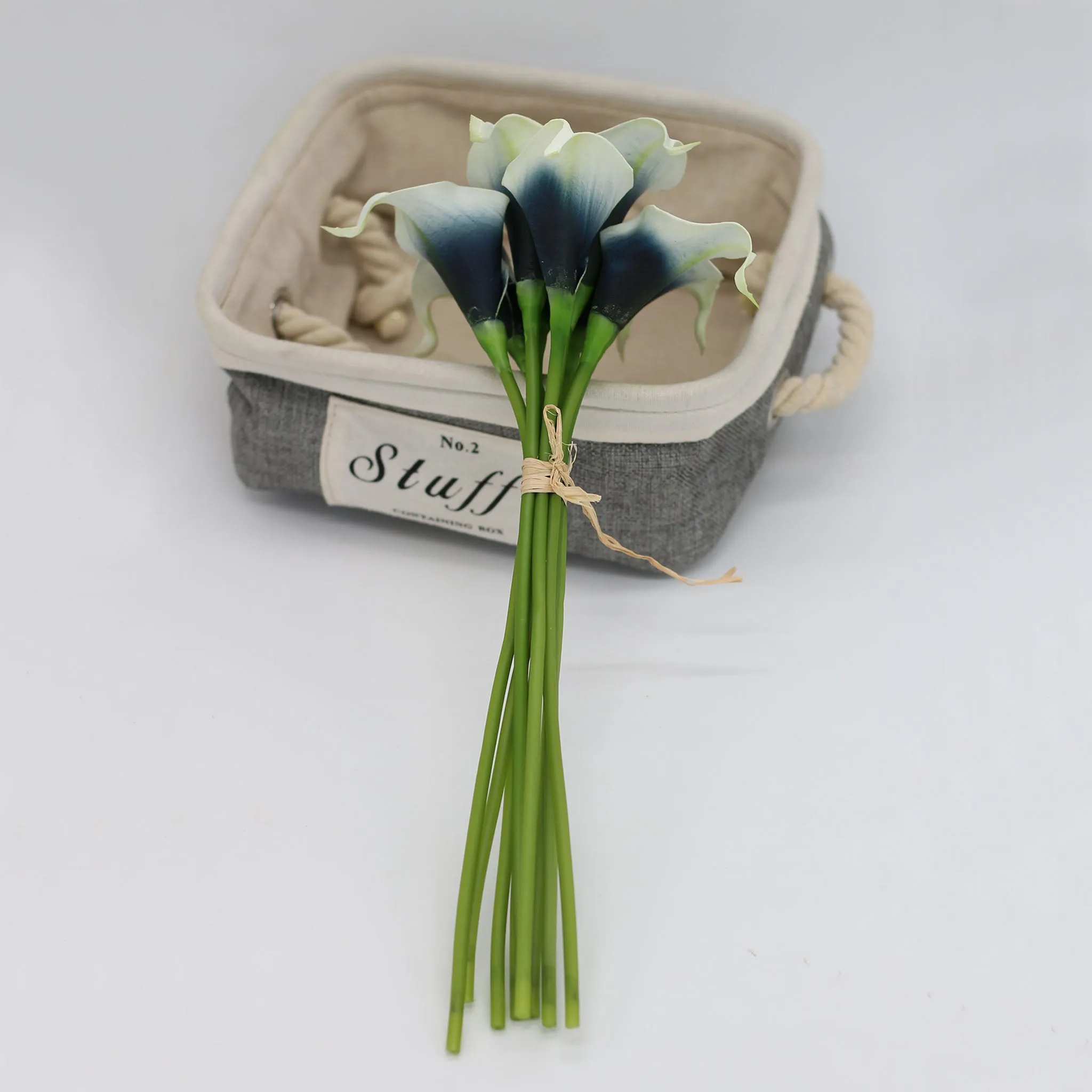 Picasso Navy Blue Calla Lily Bouquet Faux Calla Lilies