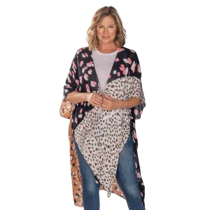 Print Collage Viscose Kimono Topper