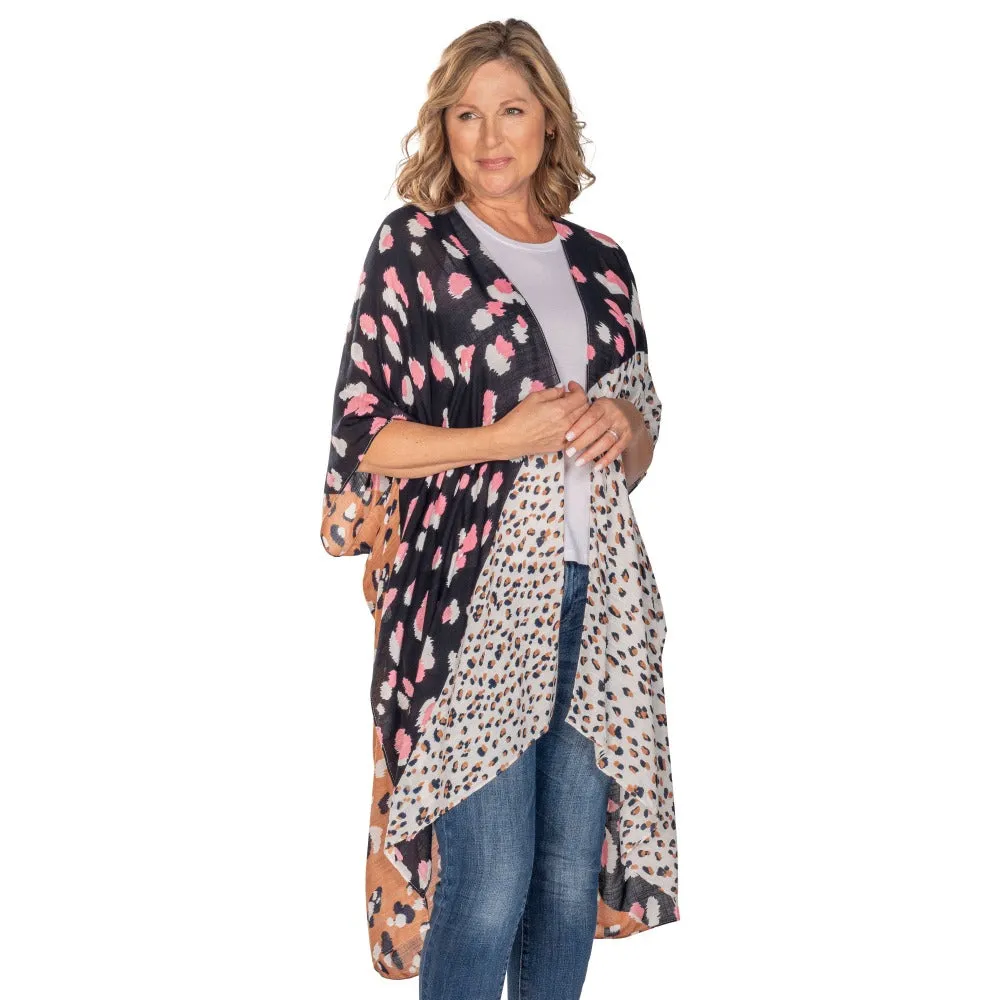 Print Collage Viscose Kimono Topper