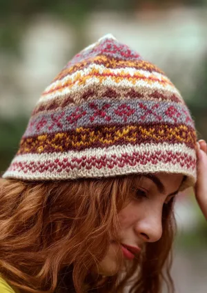 Red Cream Hand Knitted Woolen Hat