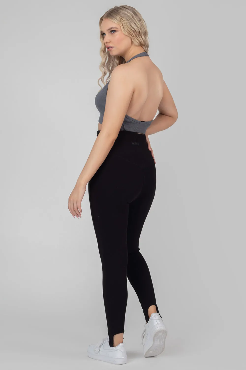 Rib Stirrup Legging Black